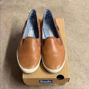 Keds Tan Leather Slip-On Shoes